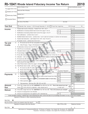 Rhode Island Fiduciary Income Tax Return 2010