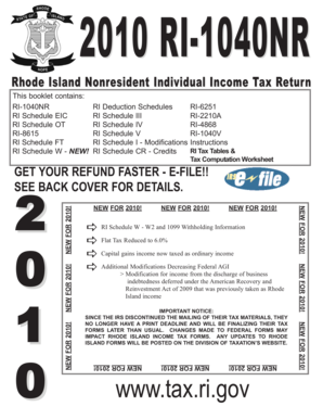 2010 Rhode Island Nonresident Income Tax Return