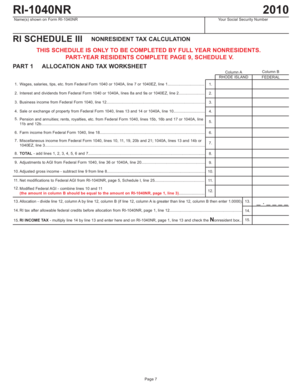 Rhode Island Nonresident Tax Form 2010