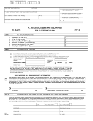 Rhode Island Income Tax Declaration