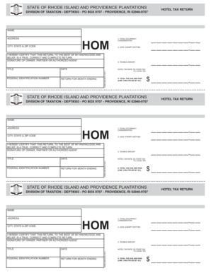 Rhode Island Hotel Tax Return Form