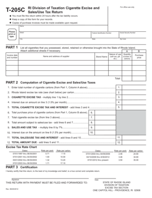 Rhode Island Cigarette Excise and Sales/Use Tax Return