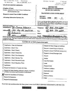 South Carolina Public Service Commission Application Form