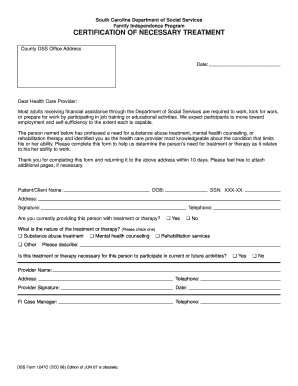 South Carolina DSS Form 1247C