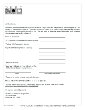 SC Controlled Substances Registration Renewal Form