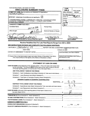 Iowa Campaign Finance Disclosure Form DR-2