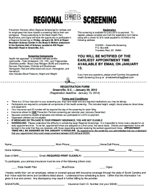 Health Screening Registration Form