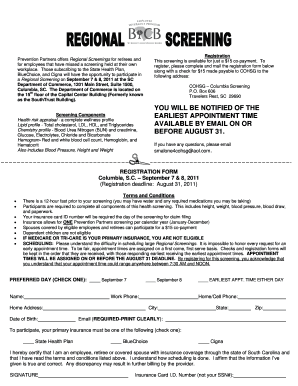 Registration Form for Regional Screenings