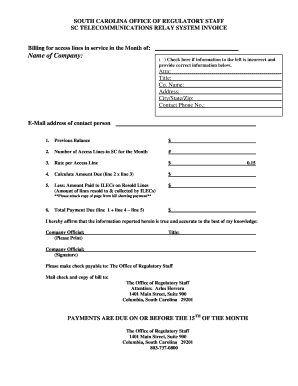 sc telecommunicatins relay system invocie form
