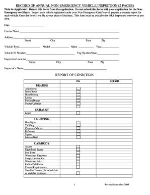 Non-Emergency Vehicle Inspection Form