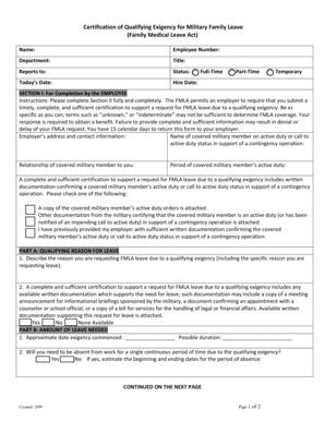 Certification of Qualifying Exigency for Military Family Leave