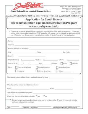 South Dakota Telephone Equipment Distribution Program Application