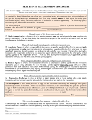 South Dakota Real Estate Relationships Disclosure