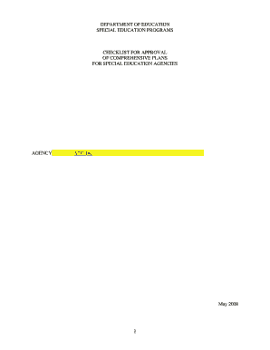 Special Education Program Approval Checklist