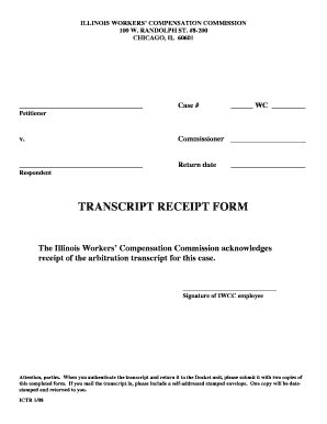 Illinois Workers' Compensation Transcript Receipt Form