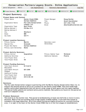 Conservation Partners Legacy Grant Application. FY2011 CPL Grant Application Round 2 - files dnr state mn