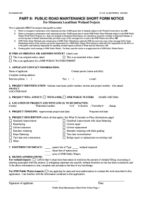 Construction timesheet - PART II: PUBLIC ROAD MAINTENANCE SHORT FORM NOTICE - files dnr state mn