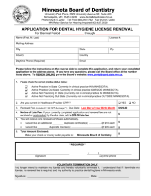 Minnesota Dental Hygiene License Renewal