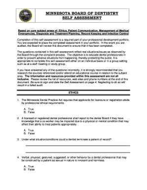 Minnesota Board of Dentistry Self Assessment