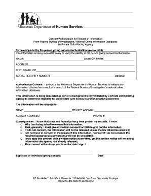 Consent Authorization for FBI Background Check