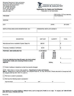 Minnesota Application for Seals and Certificates
