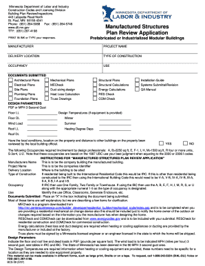 Minnesota Manufactured Structures Plan Review Application