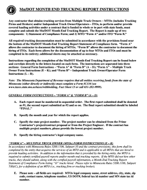 minnesota department of transportation month end trucking report statement of compliance form