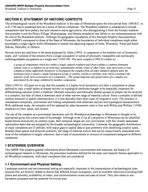 Minnesota Statewide Multiple Property Documentation Form for the Woodland Tradition Section E. Evaluation of Archaeological Sites by an MPDF - dot state mn