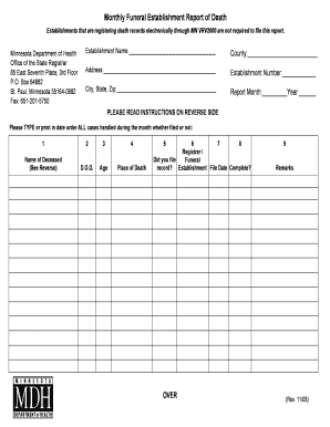 Blank embalming report