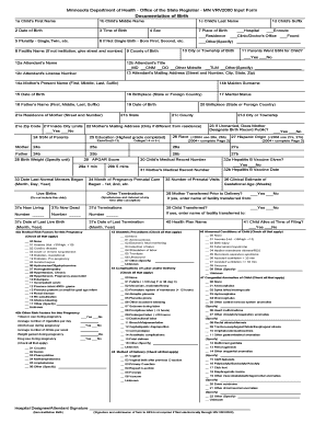 Minnesota Birth Certificate Form