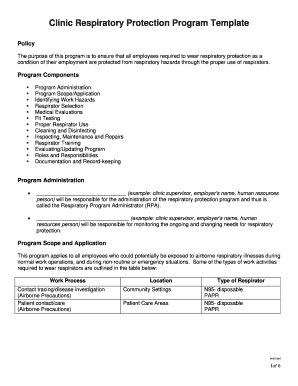 Clinic Respiratory Protection Program Template