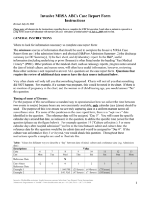 Invasive MRSA Case Report Form