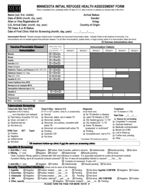 Minnesota Initial Refugee Health Assessment Form