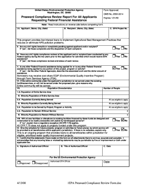 EPA Preaward Compliance Review Form