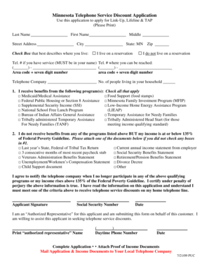 Minnesota Telephone Service Discount Application