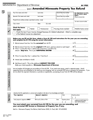 Minnesota Property Tax Refund Amendment Form