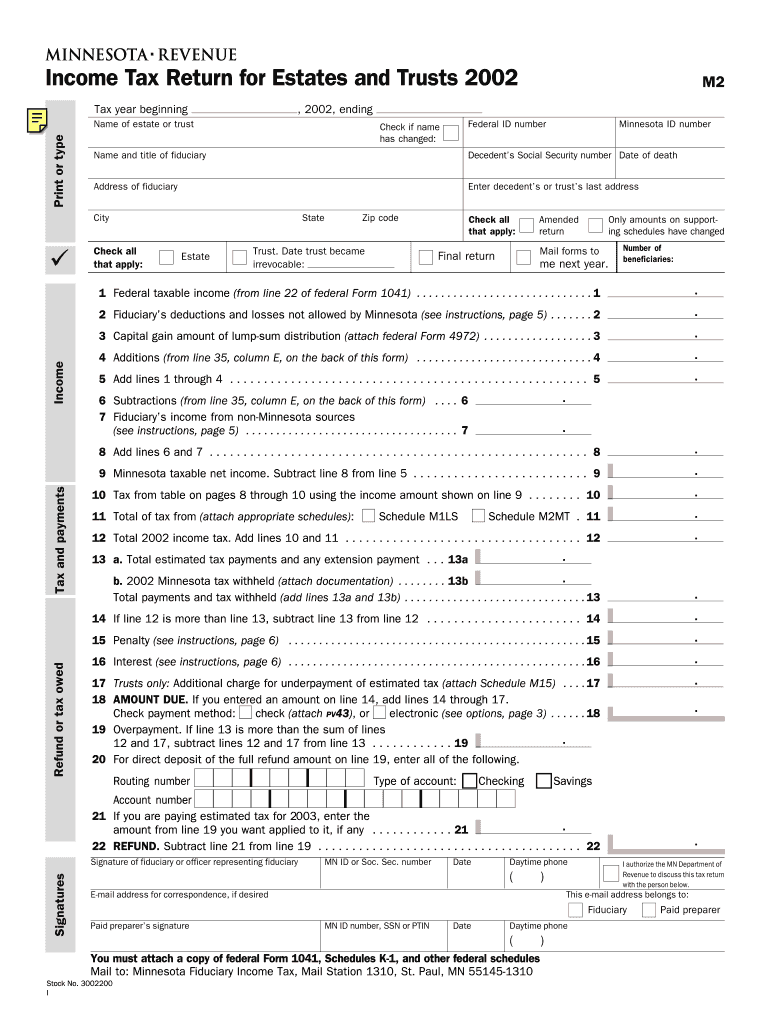 Fillable Online revenue state mn tax return for estates and