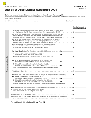 Minnesota Age 65 or Older/Disabled Subtraction Form 2004