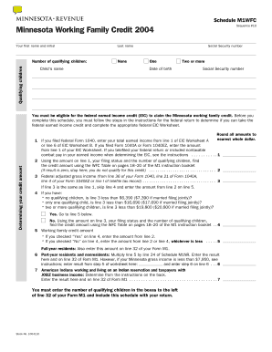 Minnesota Working Family Credit Form 2004