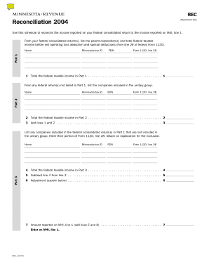 Minnesota REC Reconciliation Form