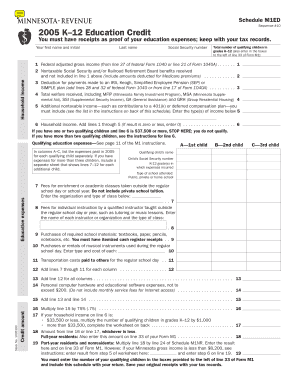 2005 Minnesota K-12 Education Credit Form