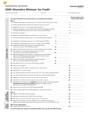 2005 Alternative Minimum Tax Credit Schedule M1MTC