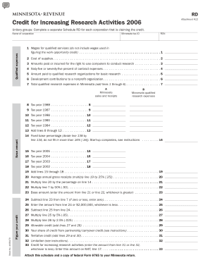 Minnesota Credit for Increasing Research Activities 2006