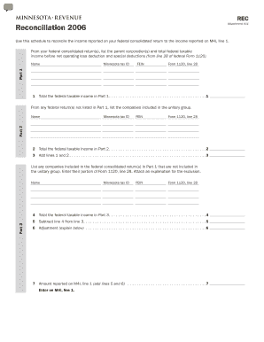 Minnesota Reconciliation Form 2006