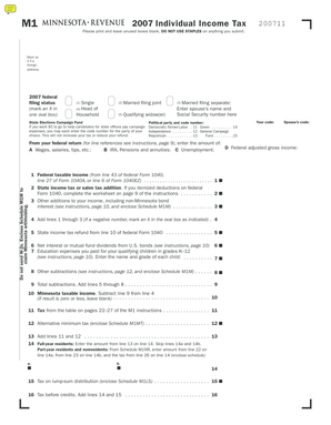 Minnesota Individual Income Tax Form 2007