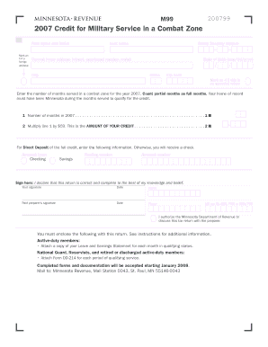 Minnesota M99 Form 2007