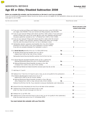 Minnesota Age 65 or Older/Disabled Subtraction Form 2008