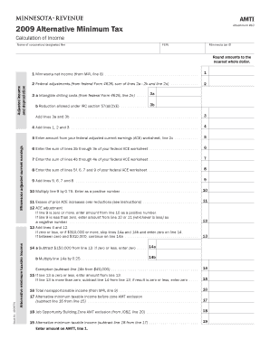 2009 Minnesota Alternative Minimum Tax Form