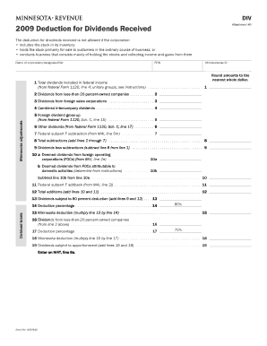 2009 Minnesota Dividend Deduction Form