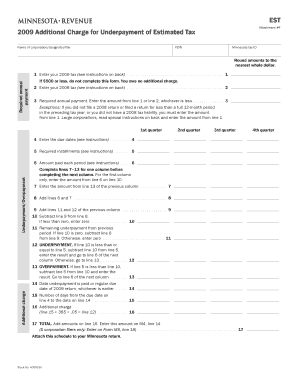 Minnesota Additional Charge for Underpayment of Estimated Tax